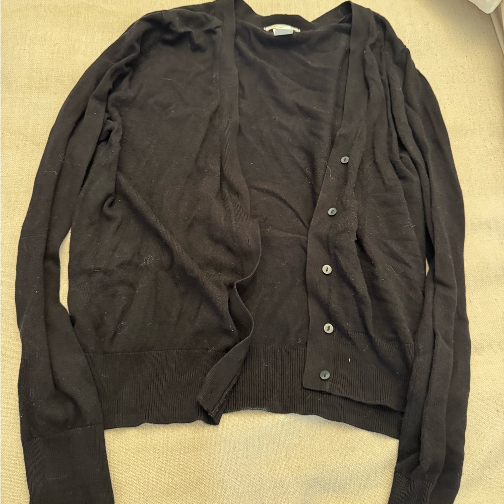 H&M Black Cardigan Sweater Lightweight Knit